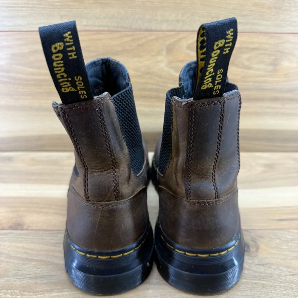 Dr Martens Embury Chelsea Boots Mens 9 Brown Leather Casual Modern Minimalist